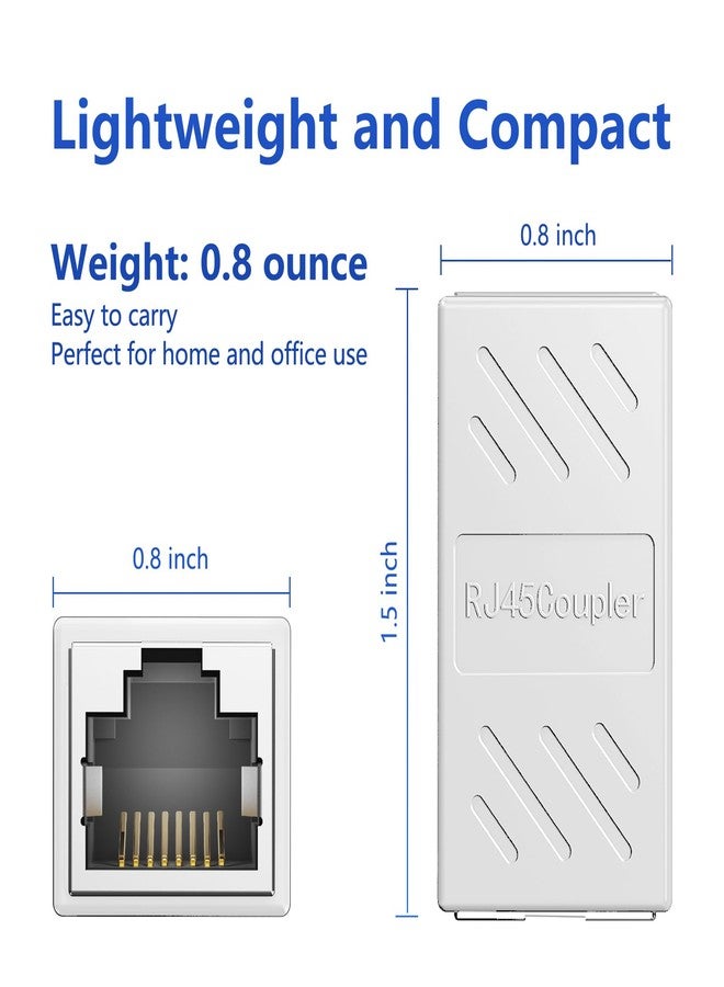 Jadaol RJ45 Coupler [UL Listed], Gold Plated Ethernet Cable Extender with PoE Support, 328ft Long Distance Extend, Female to Female Coupler for Cat8 Cat7 Cat6a Cat6 Cable (White, 2Pack) - Image 5
